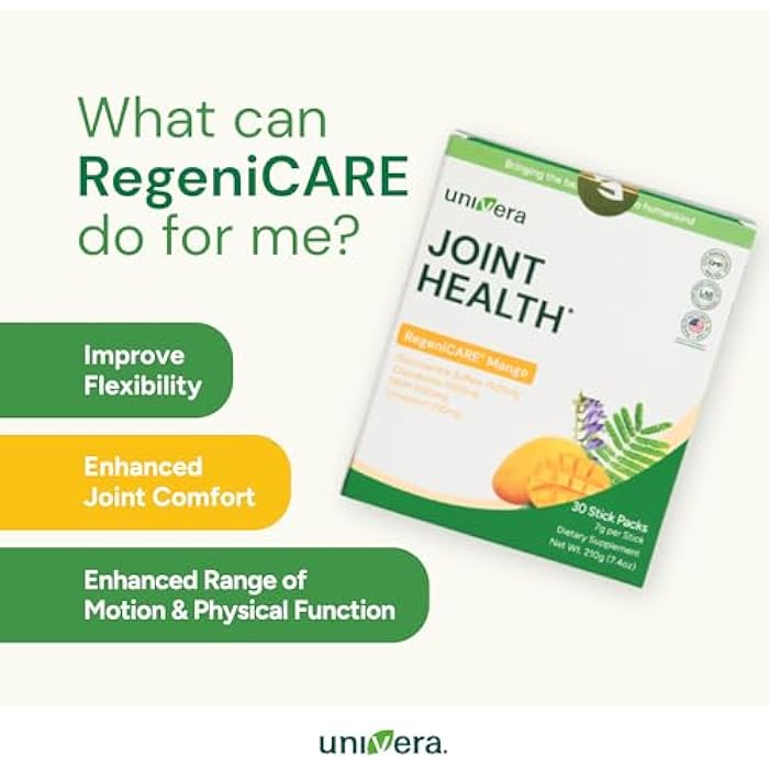 Univera Glucosamine, Chondroitin, MSM and Univestin, All-in-one Joint Support, Easy to Carry, Mango Flavor (30-Day Supply) - Image 4