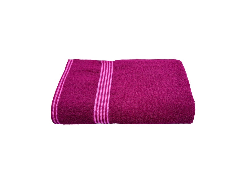 Space Fly Cotton Towels for Bath | 600 GSM Bath Towel | Luxury Towel for Bath | Gym Towel for Men Workout | Towel for Bath Women | Towel for Bath Large Size | Travel Friendly Towel (Magenta & Beige) - Image 4