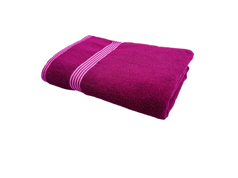 Space Fly Cotton Towels for Bath | 600 GSM Bath Towel | Luxury Towel for Bath | Gym Towel for Men Workout | Towel for Bath Women | Towel for Bath Large Size | Travel Friendly Towel (Magenta & Beige) - Image 3