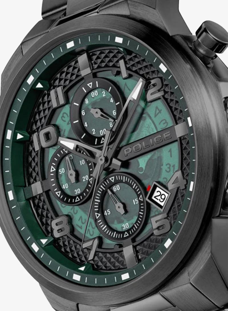 Police Gunmetal Men's Men's Soul Men's 44mm Multifunction Watch with Green Dial & 316L Stainless Steel Bracelet for Men | Best Price UAE