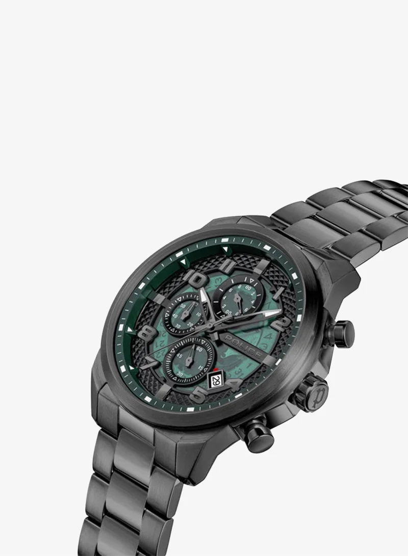 Police Gunmetal Men's Men's Soul Men's 44mm Multifunction Watch with Green Dial & 316L Stainless Steel Bracelet for Men | Best Price UAE