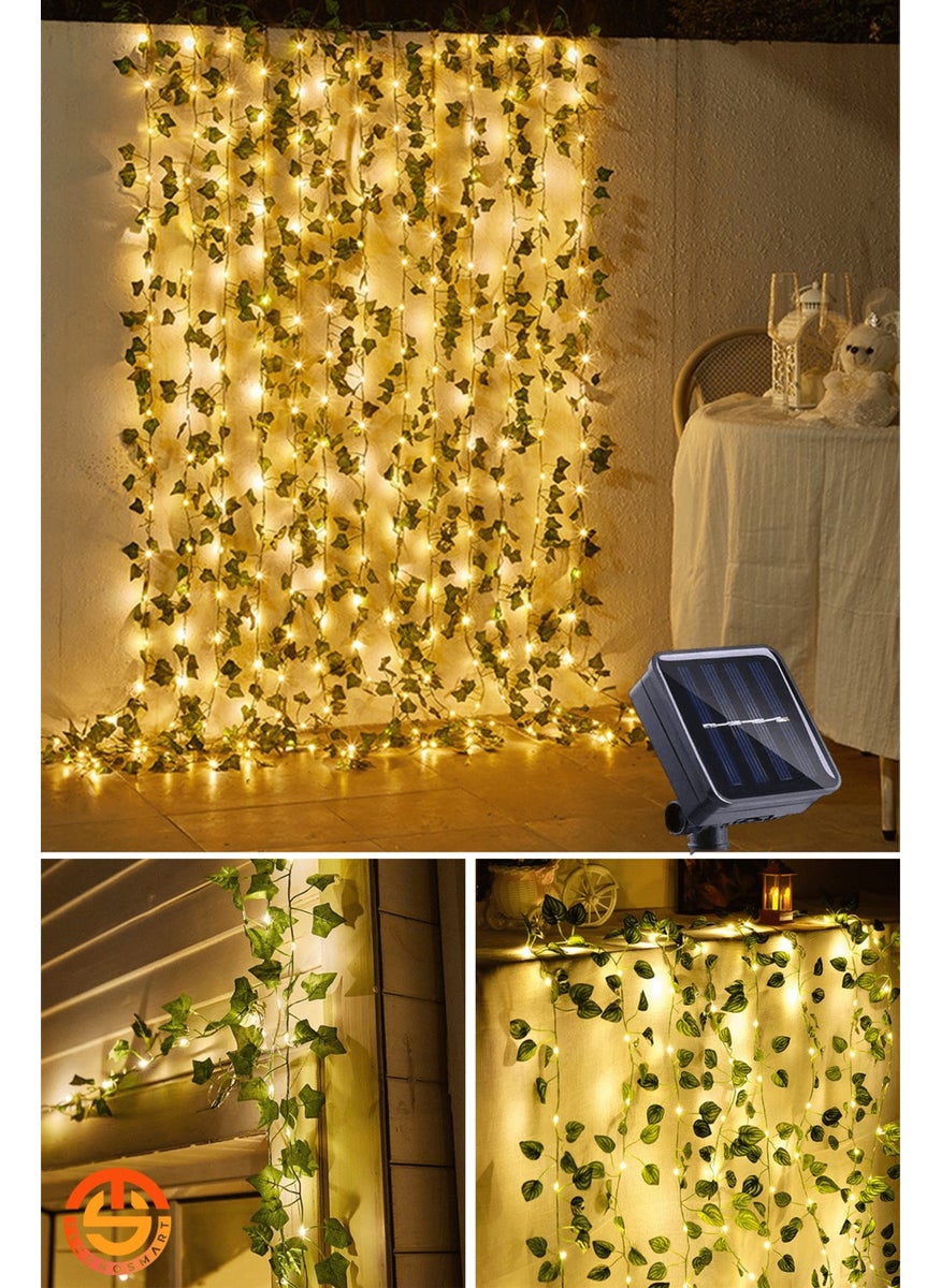 Technosmart Solar 5 Mt with 50 LEDs and Green Artificial Leaves. Decorative Garden Lighting Balcony Adornment  - Image 1