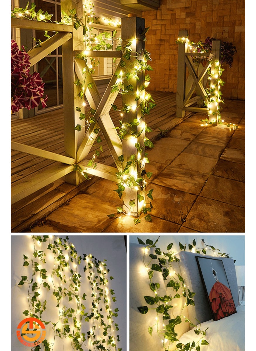 Technosmart Solar 5 Mt with 50 LEDs and Green Artificial Leaves. Decorative Garden Lighting Balcony Adornment  - Image 3