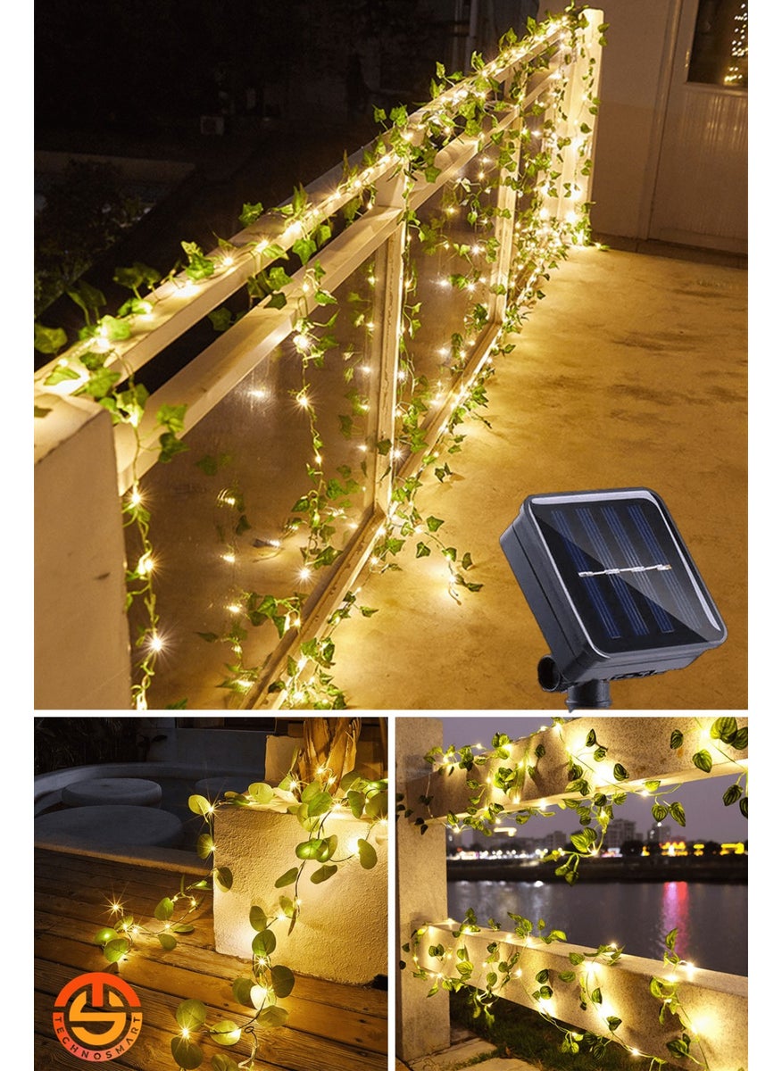 Technosmart Solar 5 Mt with 50 LEDs and Green Artificial Leaves. Decorative Garden Lighting Balcony Adornment  - Image 2
