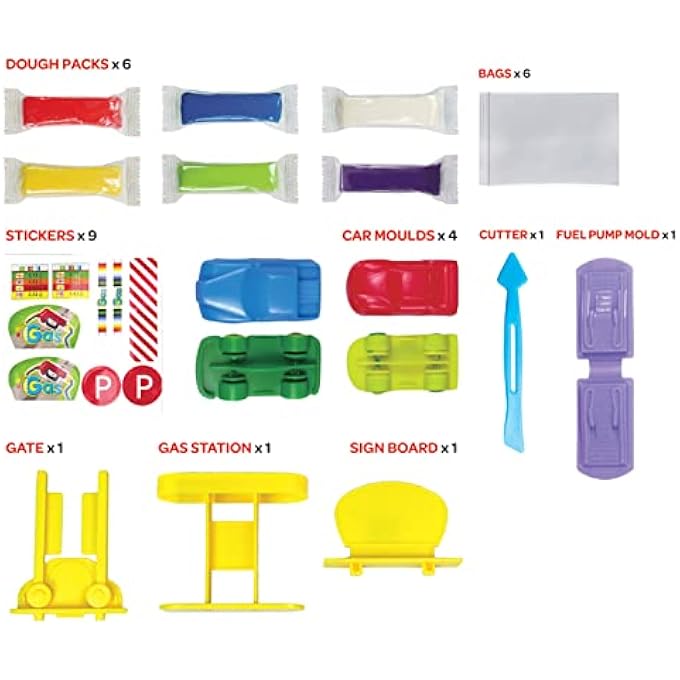 THE MOON BRAND DOUGH CREATION CAR SET  EDUCATIONAL PLAYDOUGH FOR KIDS WITH CUTTERS TOOLS  NONTOXIC MODELING CLAY FOR 3+ YEARS  DIY CLAY TOYS AND ACCESSORIES FOR BIRTHDAY PARTY  6 X 28G - Image 2