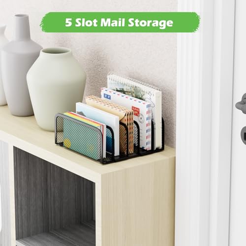 GDINDINFAN Mail Organizer Countertop, Metal File Holder with 5-Slot, Small Desk File Organizer for Letter, Bill, Mail Sorter, Desktop Letter Folder Holders for Office, Home, School (Black) - Image 5
