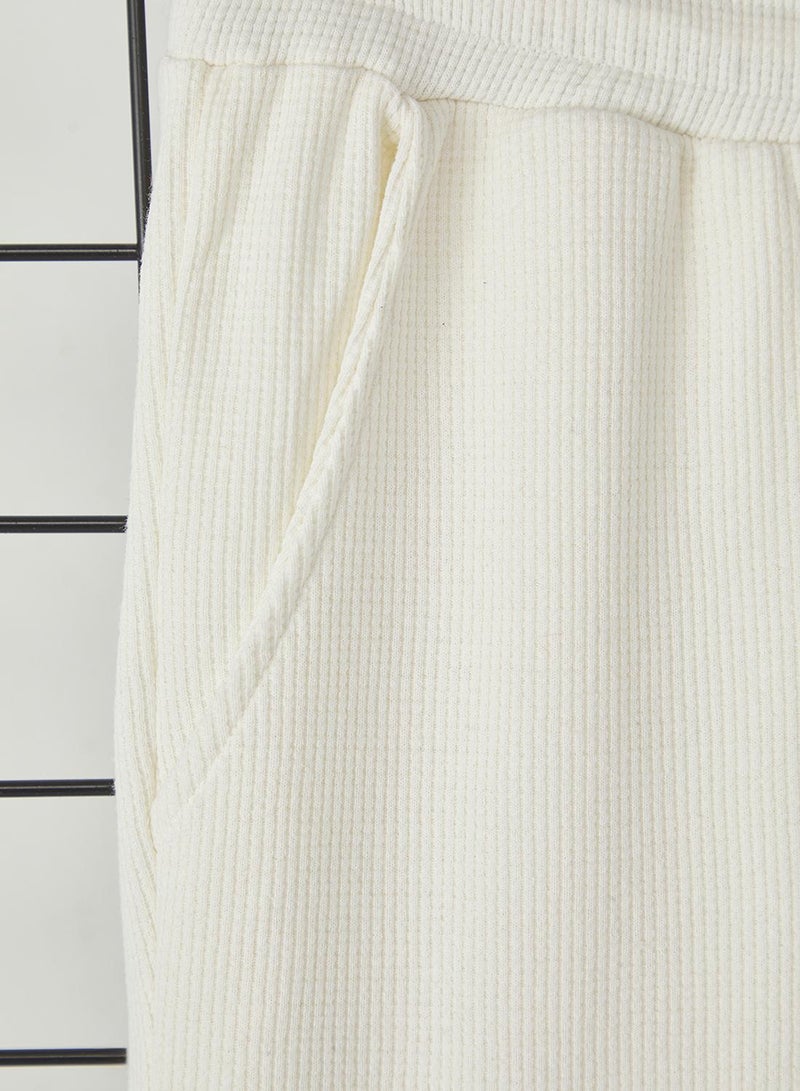 trendyol Ecru Wide Leg/Wide Cut Textured Sweatpants - Image 4