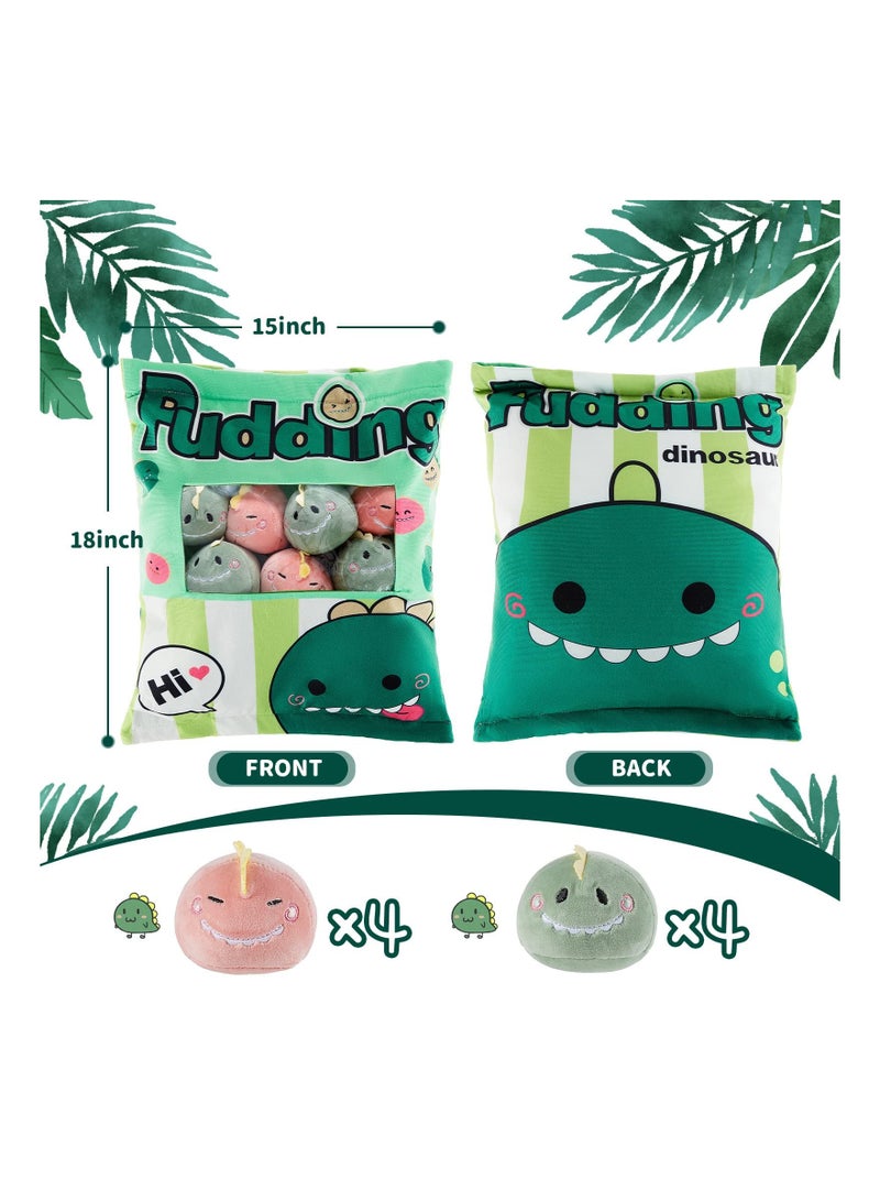 Plush Pillow Kawaii Room Decor Throw Removable Stuffed Animal Toys Fluffy Dinosaur Creative Gifts for Teens Girls Kids Green - Image 5