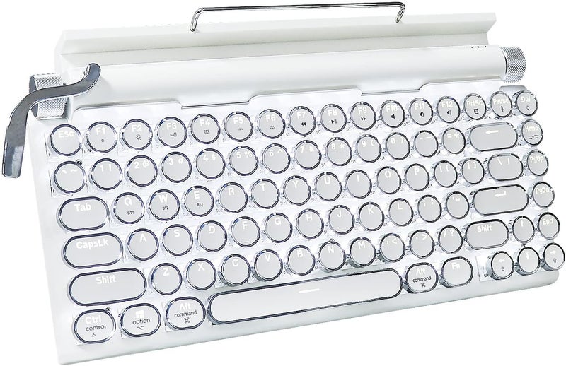 Adventurers Retro Typewriter Keyboard 75 Layout 83 Keys with Blue SwitchBluetooth 50Fixed MultiColor BacklightHotSwappable for PCLaptopsMacipadWhite - Image 2