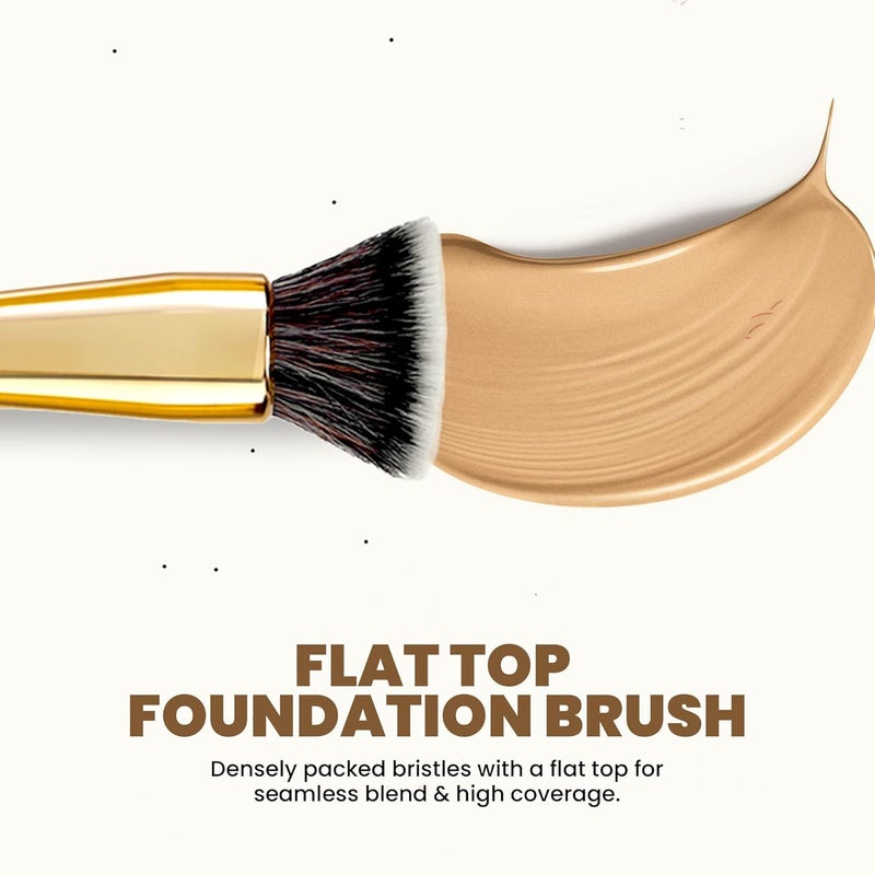 Mars MARS Artists Arsenal Professional Foundation Flat make up Brush  Feather Soft Touch  Precise Synthetic Bristle  Luxe Packaging flat straight makeup brush Golden - Image 2