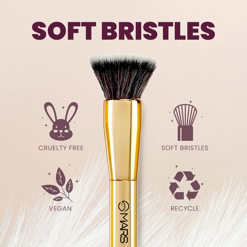 Mars MARS Artists Arsenal Professional Foundation Flat make up Brush  Feather Soft Touch  Precise Synthetic Bristle  Luxe Packaging flat straight makeup brush Golden - Image 4
