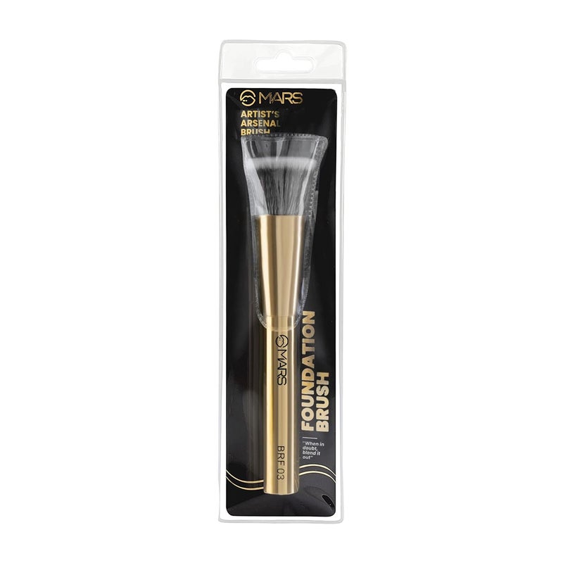 Mars MARS Artists Arsenal Professional Foundation Flat make up Brush  Feather Soft Touch  Precise Synthetic Bristle  Luxe Packaging flat straight makeup brush Golden - Image 5