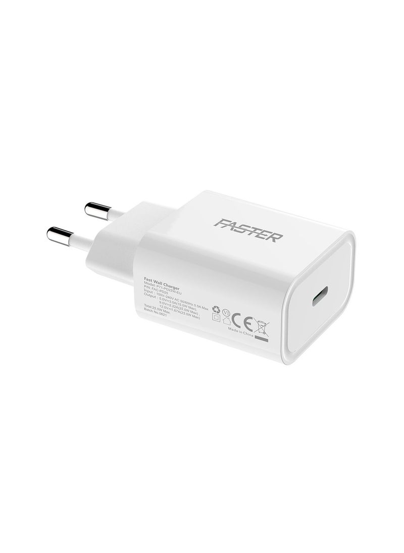 FASTER PD25W-EU Type-C Super Fast Charging Adapter For Samsung & iPhone