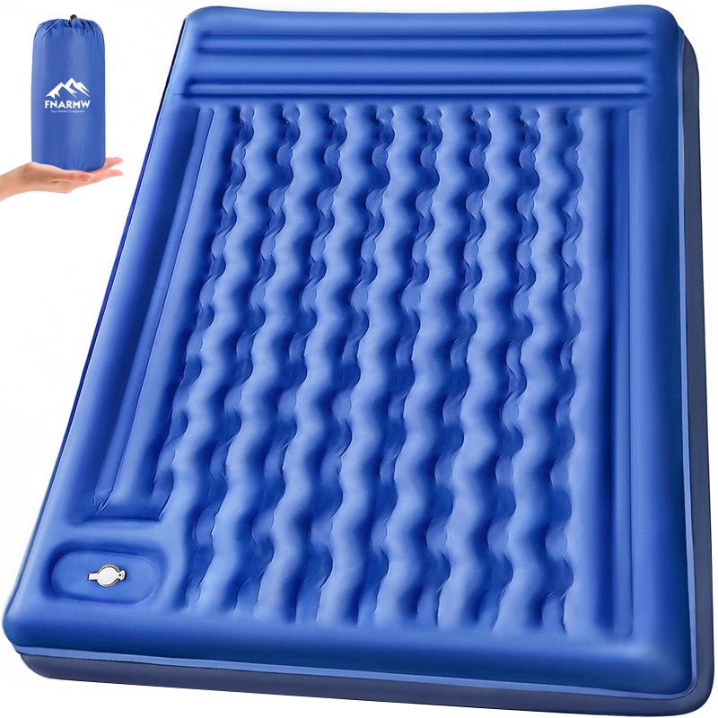 FNARMW Double Sleeping Pad Camping, Self Inflating 6'' Extra-Thick 2 Person Pillow Built-in Foot Pump Waterproof Inflatable Sleeping Mat Backpacking, Tent, Hiking, Portable Camping Pad (Navy Grey) - Image 1