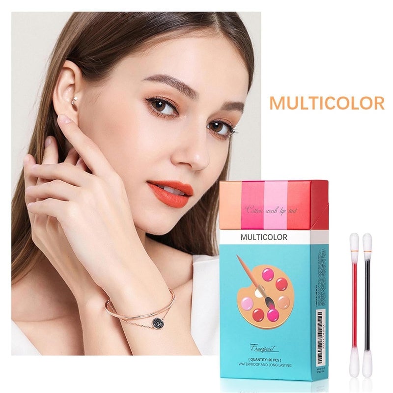 Xiaojmake Tattoo Lipstick Cotton Swab 20PCS Long Lasting Matte Lip Tint Waterproof Non Stick Liquid Lip Gloss Set (Multicolor) - Image 3