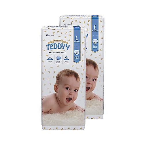TEDDYY Baby Premium Large Diaper Pants 64 Count (Pack of 2), 9-14 kgs, Long Lasting Absorption, Anti - Bacterial - Image 2