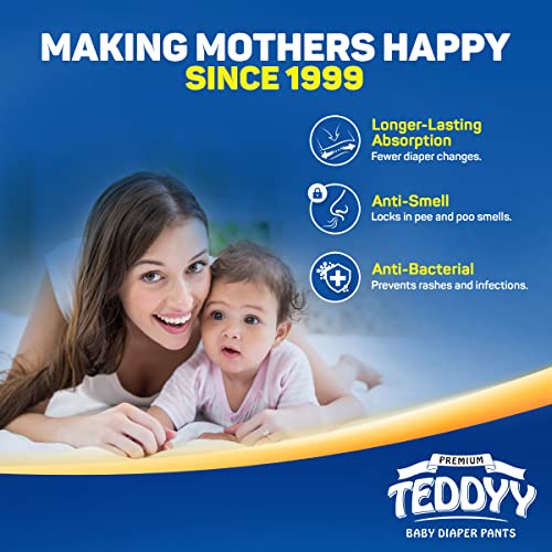 TEDDYY Baby Premium Large Diaper Pants 64 Count (Pack of 2), 9-14 kgs, Long Lasting Absorption, Anti - Bacterial - Image 4