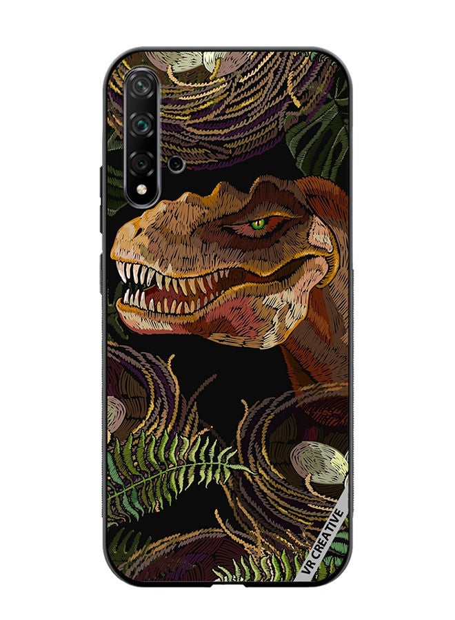 VR CREATIVE Protective Case Cover For Huawei Nova 5T Tyrannosaurus Rex Head, Palm Leaves And Eggs In Bird Nest Design Multicolour - Image 1