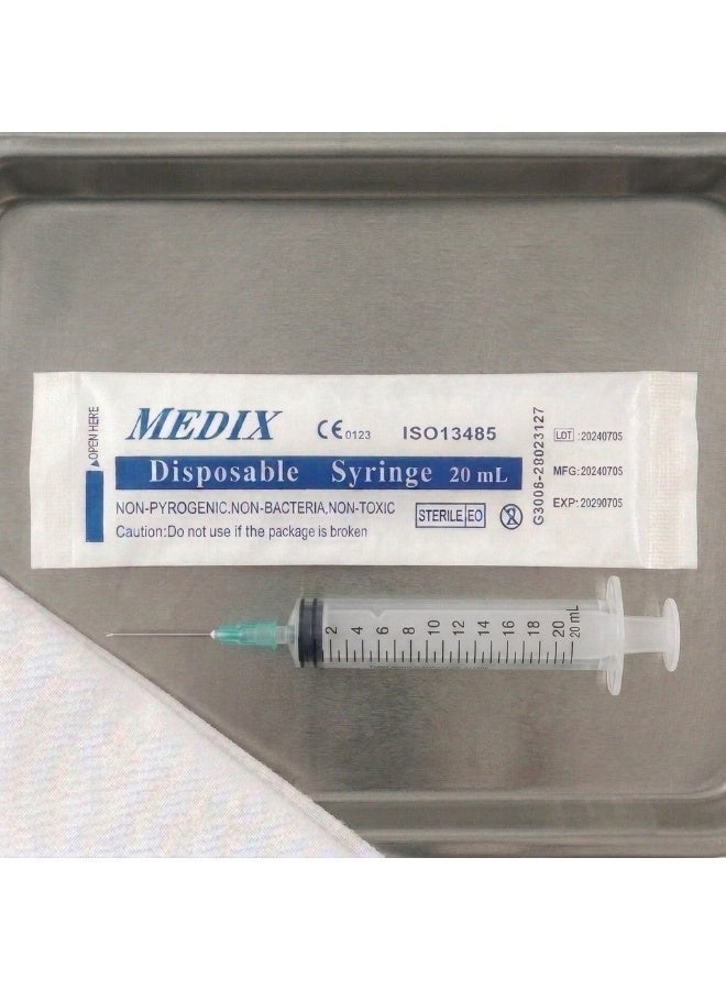 MEDIX Disposable Syringe 20ml for Medical & Clinical Use, Sterile Single-Use Syringes - Pack of 50 - Image 2