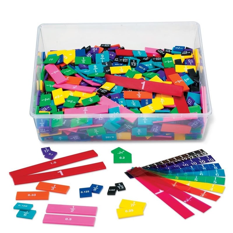 hand2mind Plastic Double-Sided Decimal and Fraction Tiles, Montessori Math Materials, Fraction Manipulatives, Unit Fraction, Fraction Bars Math Manipulatives, Homeschool Supplies (15 Sets of 51) - Image 1