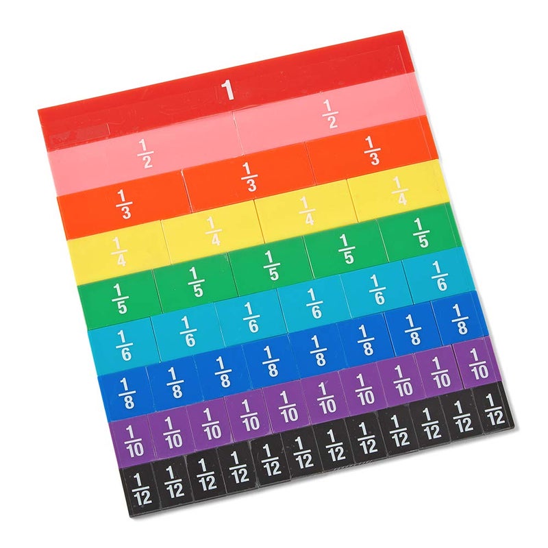 hand2mind Plastic Double-Sided Decimal and Fraction Tiles, Montessori Math Materials, Fraction Manipulatives, Unit Fraction, Fraction Bars Math Manipulatives, Homeschool Supplies (15 Sets of 51) - Image 4
