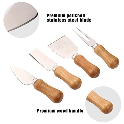 olelo Cheese Knife Set, 4 Small Cheese Knives with Acacia Wood Handle & Magnetic Stand, Stainless Steel Cheese Knife Set for Charcuterie Boards, Picnic, Family Gatherings - Cheese Knives Gift Set - Image 4