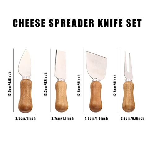 olelo Cheese Knife Set, 4 Small Cheese Knives with Acacia Wood Handle & Magnetic Stand, Stainless Steel Cheese Knife Set for Charcuterie Boards, Picnic, Family Gatherings - Cheese Knives Gift Set - Image 3