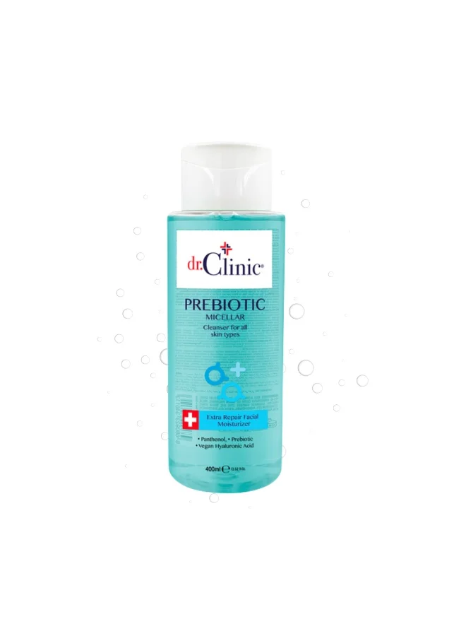 DR. CLINIC | Prebiotic Micellar Water with Panthenol | Gentle Makeup Remover & Hydrating Cleanser | Enriched with Hyaluronic Acid & Prebiotics | For All Skin Types | 400 ml
