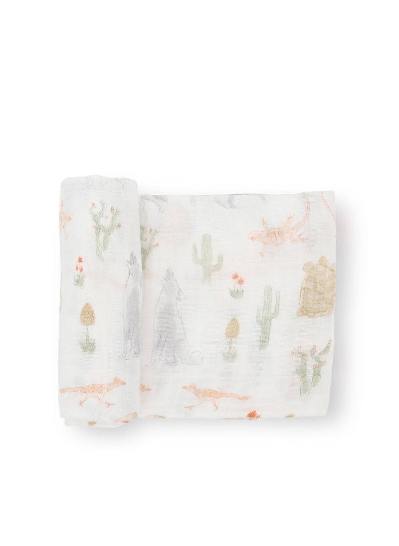 little unicorn Little Unicorn Cotton Muslin Swaddle Single Desert Night  - Image 3