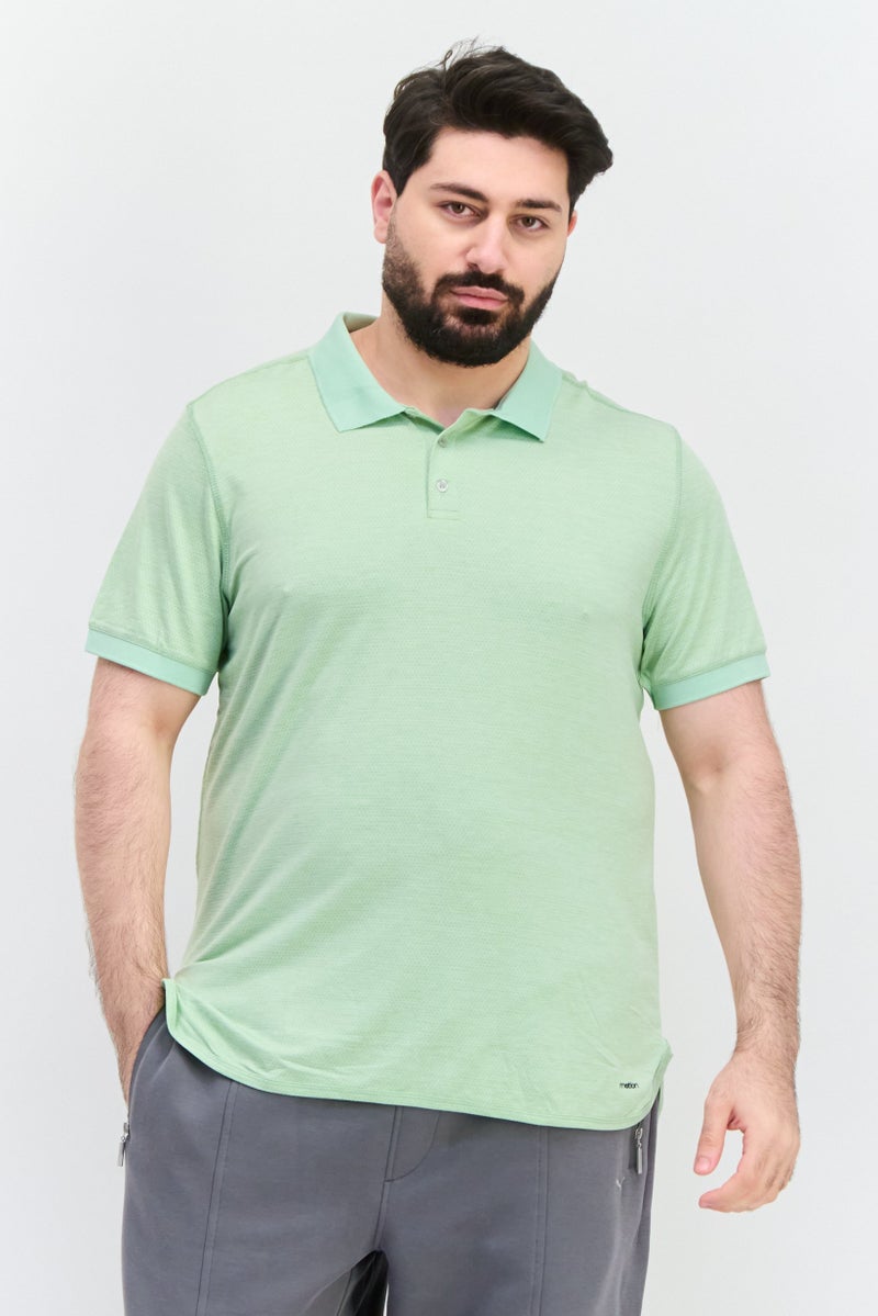 MOTION Men Sportswear Fit Short Sleeve Tennis Polo Shirt, Light Sage Green - Image 1