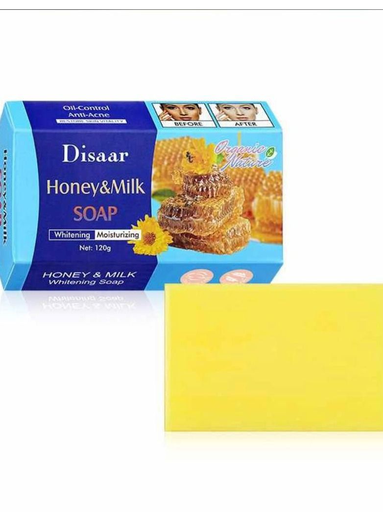 ديسار صابون تنظيف عميق للجسم والوجه والتحكم في الزيوت ومضاد لحب الشباب وصابون حليب العسل والترطيب 120 جرام