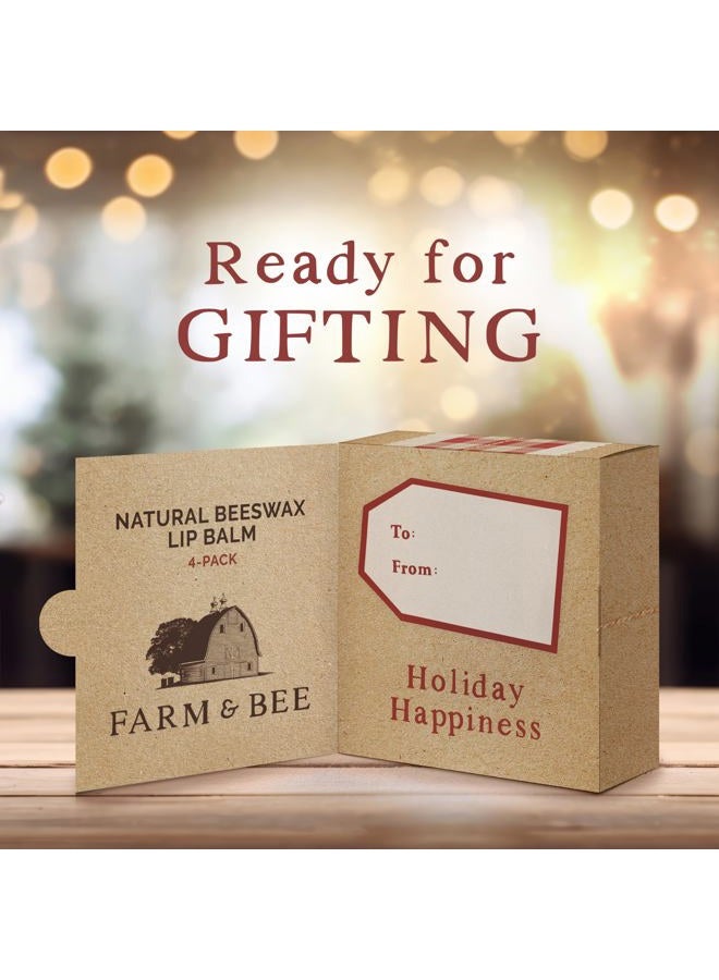 Farm & Bee بلسم شفاه طبيعي – هدية صغيرة - 4 عبوات هدايا للنساء والرجال - مكونات عضوية وطبيعية - مرطب شفاه - فكرة هدية رائعة للنساء والرجال والأولاد والبنات - 0.15 أونصة (عبوة من 4) - Image 2