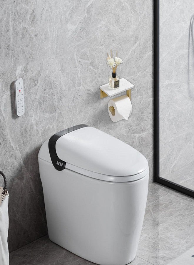 BWE حامل ورق تواليت بذهبي مع رف من الرخام، حامل لفافة من الفولاذ المقاوم للصدأ SUS 304 مثبت على الحائط، حامل لفافة ورق التواليت مع رف للهاتف مقاوم للصدأ للحمام، ذهبي مصقول - Image 4