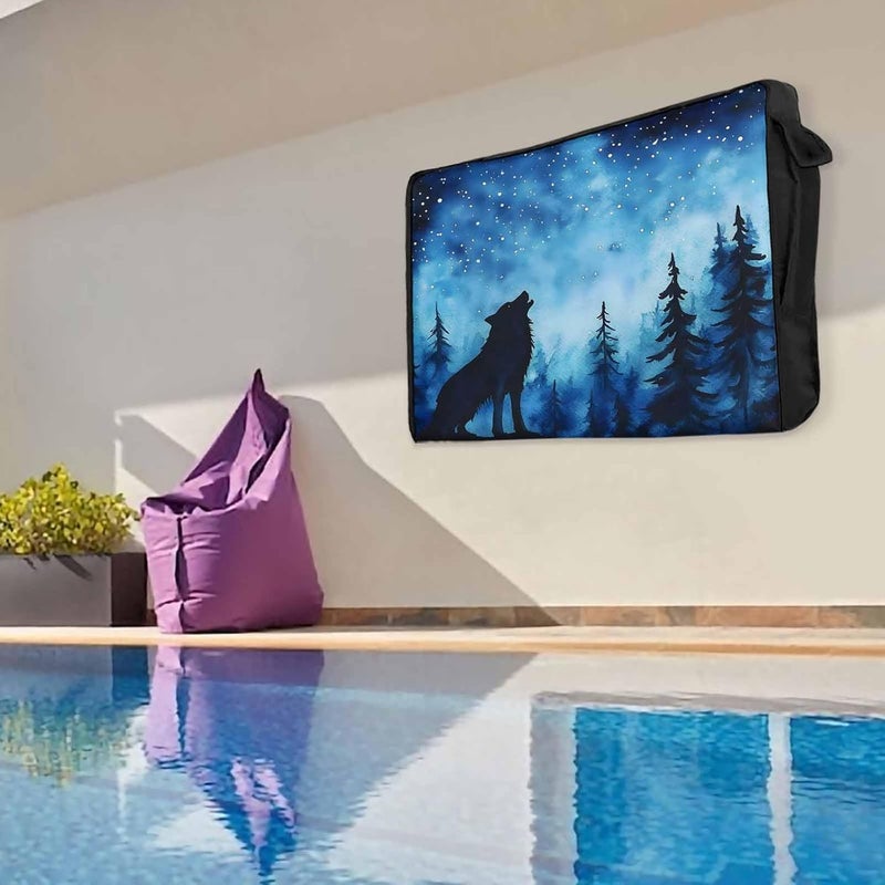 Roaring Wolf Waterproof Outdoor TV Cover, Stars Night Forest Outside Weatherproof TV Enclosures for 70 to 75 Inch LCD Television Shield Flat Screen Protectors - Image 4