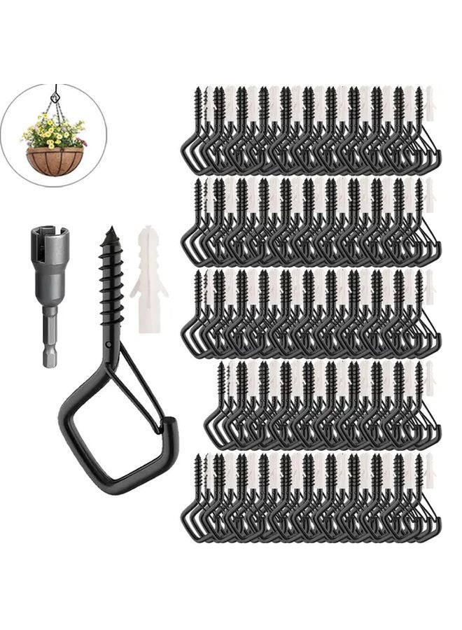 160 Pcs Heavy Duty Steel Outdoor Hooks For String Lights Black Rust Resistant - Image 1