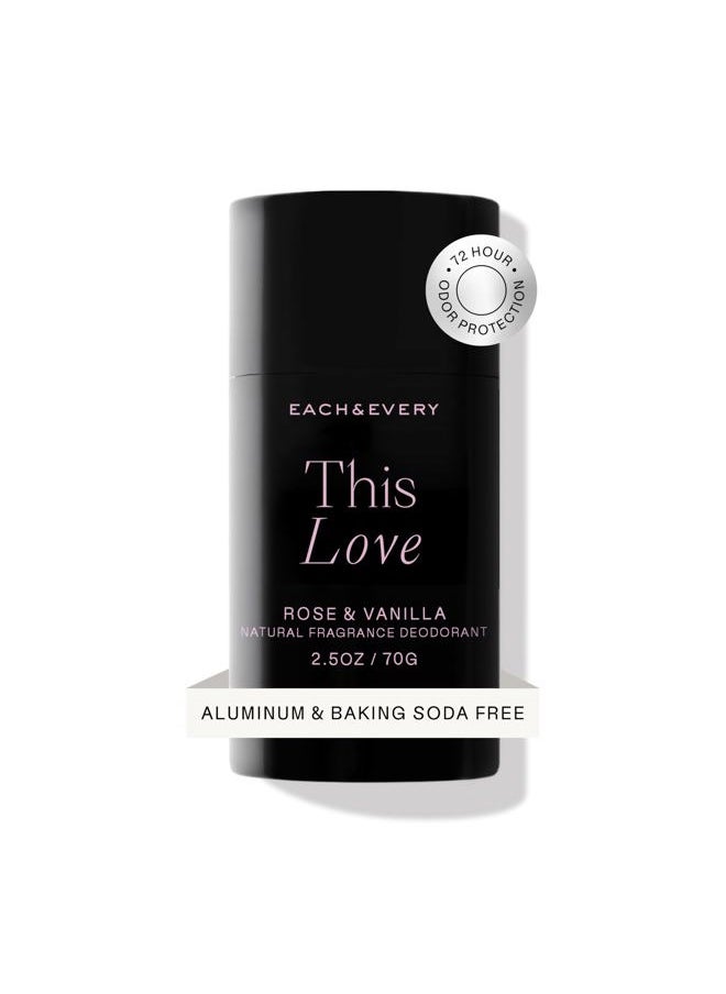 Each & Every - Aluminum Free Deodorant for Women & Men, Rose & Vanilla - All Natural Deodorant for Sensitive Skin, EWG Verified - Clean, Baking Soda-Free, Plant-Based Fragrance - 2.5oz - Image 1