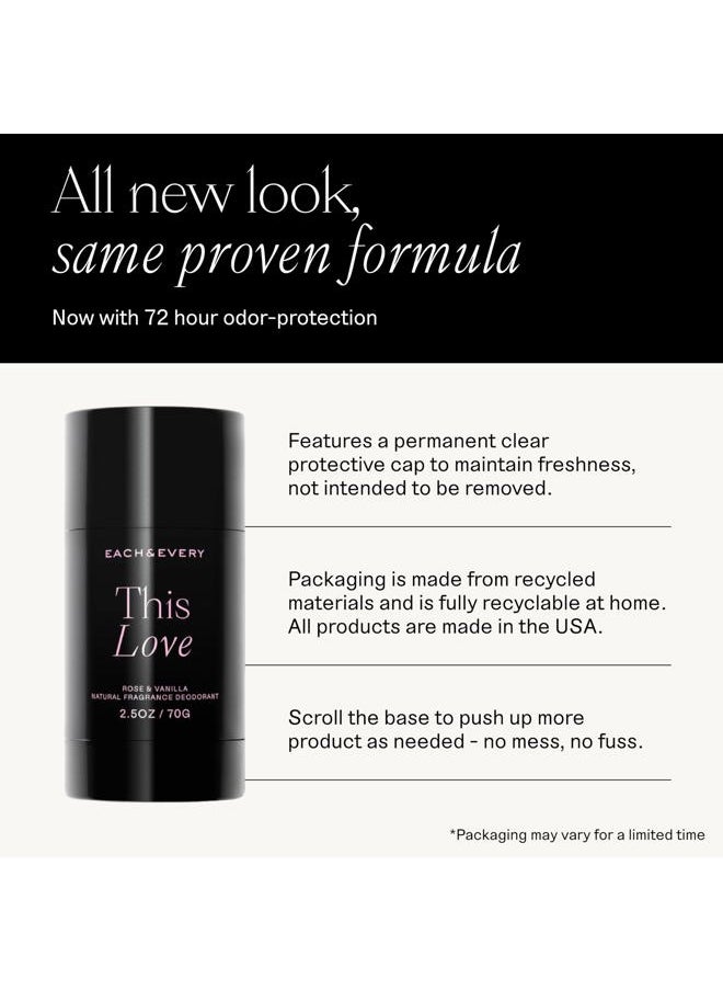 Each & Every - Aluminum Free Deodorant for Women & Men, Rose & Vanilla - All Natural Deodorant for Sensitive Skin, EWG Verified - Clean, Baking Soda-Free, Plant-Based Fragrance - 2.5oz - Image 1