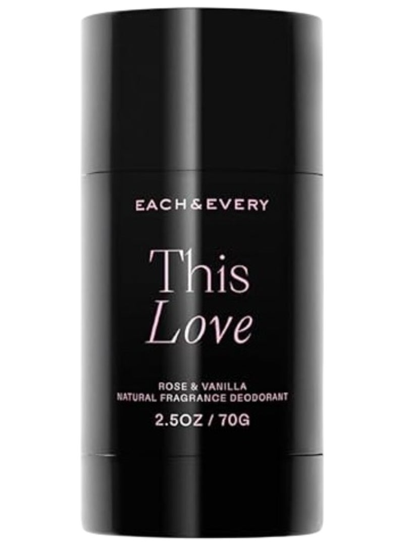 Each & Every مزيل العرق العطري الطبيعي This Love (ورد وفانيليا) 2.5 أونصة - Image 1