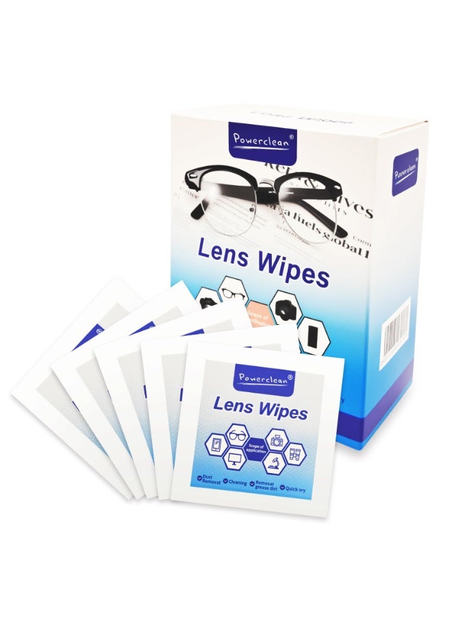 POWER CLEAN 100 Pack Lens Cleaning Wipes for Eyeglasses & Screens | Individually Wrapped, Pre-Moistened, Streak-Free Glasses Cleaner Wipes - Image 1