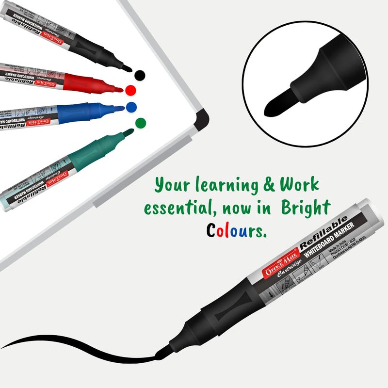 Office Mate Soni Officemate Refillable 4 White Board Marker With 4 cartridge refills - Image 4
