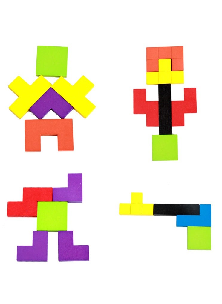 Wooden Puzzles for Kids Ages 4-8 8-10 Thick Colorful 3D Russian Blocks and Brain Teaser Tangram Jigsaw Intelligence Toys Educational Gift for Toddlers 3 4 5 6 7 Years Old Boys Girls  - Image 4
