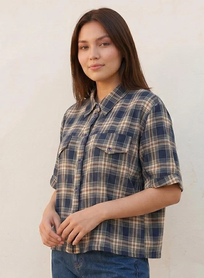 Lee Cooper Lee Cooper Regular Fit Cotton Shirt with Checked Detail