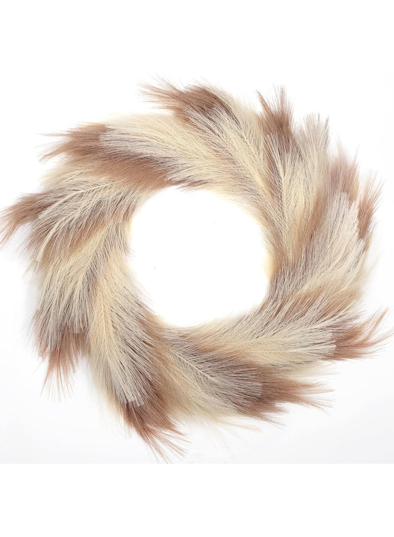 SYOSI Pampas Grass Wreath, Large Boho Front Door Wreath, Farmhouse Pampas Wreaths for Wall, Entryway, Living Room, Bedroom, Wedding, Holiday, Party Decoration, Elegant (57cm, Natural Beige) - Image 1