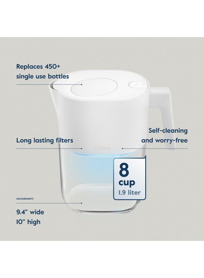 LARQ قارورة LARQ Pitcher PureVis سعة 1.9 لتر / 8 أكواب | قارورة فلتر مياه UV ذاتية التنظيف لمياه الصنبور والشرب | تزيل الكلور، PFAS، PFOS، وأكثر | فلتر كربون نباتي، ضمان لمدة سنة - Image 2