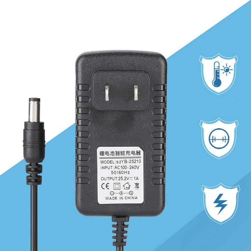 klarako Fast Charging Li Ion Charger Adapter for Over Voltage, 25.2V 1A Lithium Ion with MultiProtections Short Circuit, and Over Current (US Plug 100‑240V) - Image 3