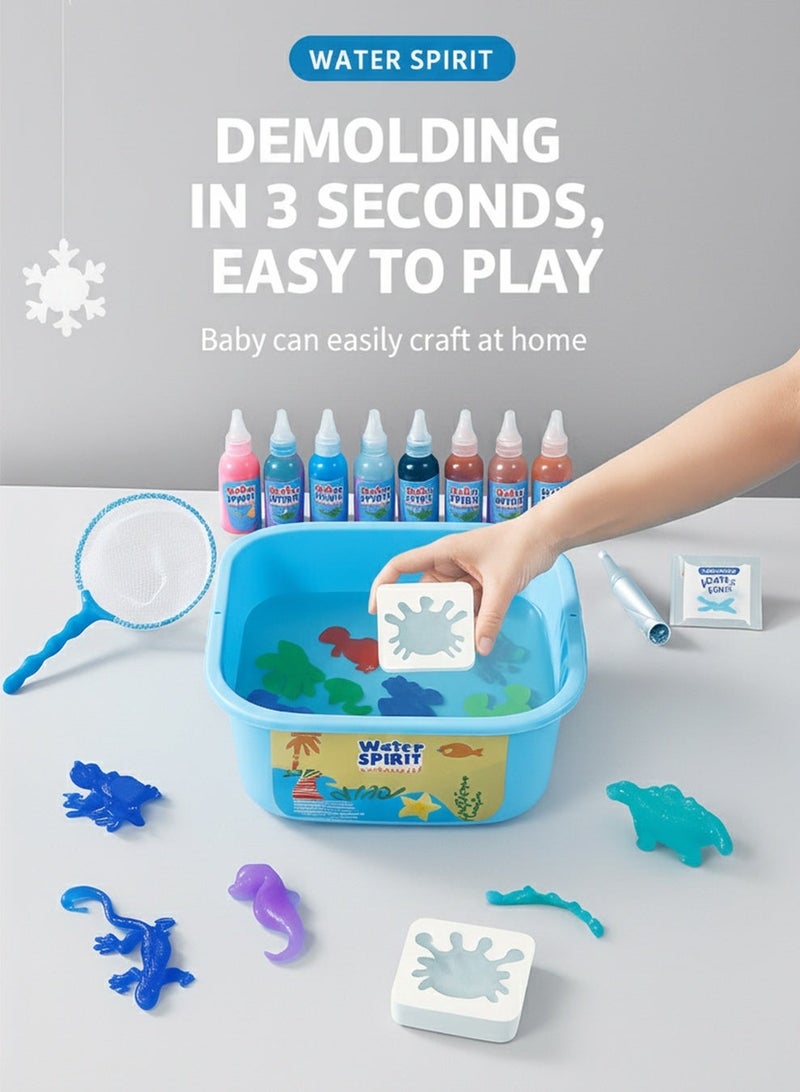 Magic Water Elf Toy Kit – DIY Water Gel Beads Set with 8 Colors & 8 Molds, Creative Jelly Sea Creature Maker, Sensory STEM Toy for Kids Ages 3+ (Gift Box Included) - Image 2