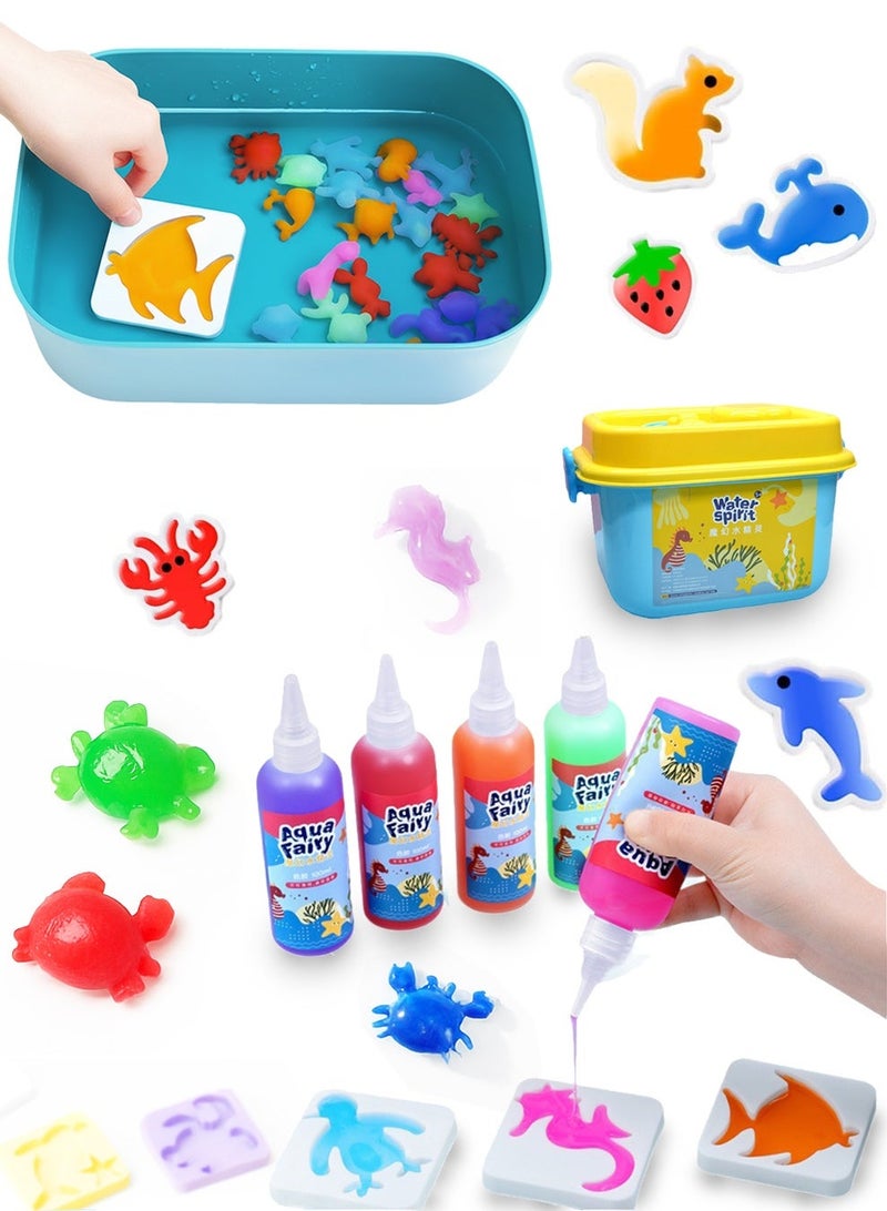 Magic Water Elf Toy Kit – DIY Water Gel Beads Set with 8 Colors & 8 Molds, Creative Jelly Sea Creature Maker, Sensory STEM Toy for Kids Ages 3+ (Gift Box Included) - Image 1