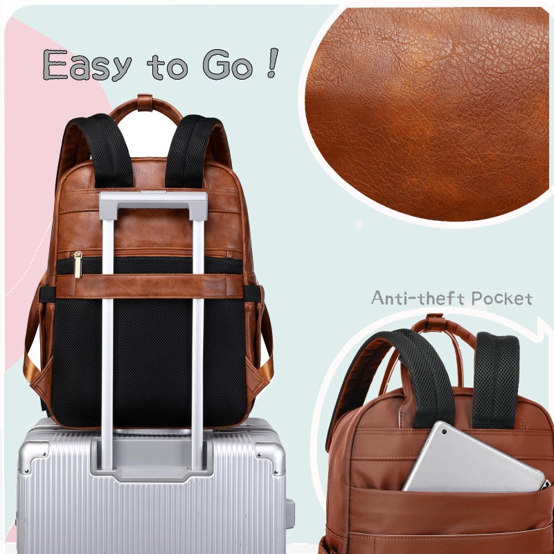 LORADI 18 Pockets Large Diaper Bag Backpack with 4 Insulated Pockets and Stroller Clips, Baby Shower Essentials (Brown, Large) - Image 5
