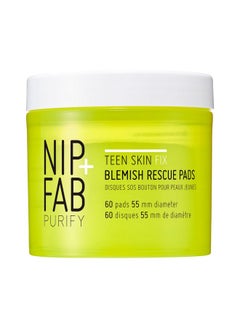 NIP+FAB Nip + Fab Teen Skin Fix Zero Breakout Rescue Face Pads with Salicylic Acid, Witch Hazel and Antioxidant Wasabi Extract, BHA Facial Pad for Cleansing Pores Prevent Breakouts Blemishes, 60 Count  - Image 1