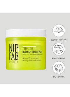 NIP+FAB Nip + Fab Teen Skin Fix Zero Breakout Rescue Face Pads with Salicylic Acid, Witch Hazel and Antioxidant Wasabi Extract, BHA Facial Pad for Cleansing Pores Prevent Breakouts Blemishes, 60 Count  - Image 4